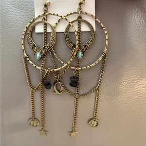 Free People Gold Dangling Earrings with Sun, Moon and Star NWT